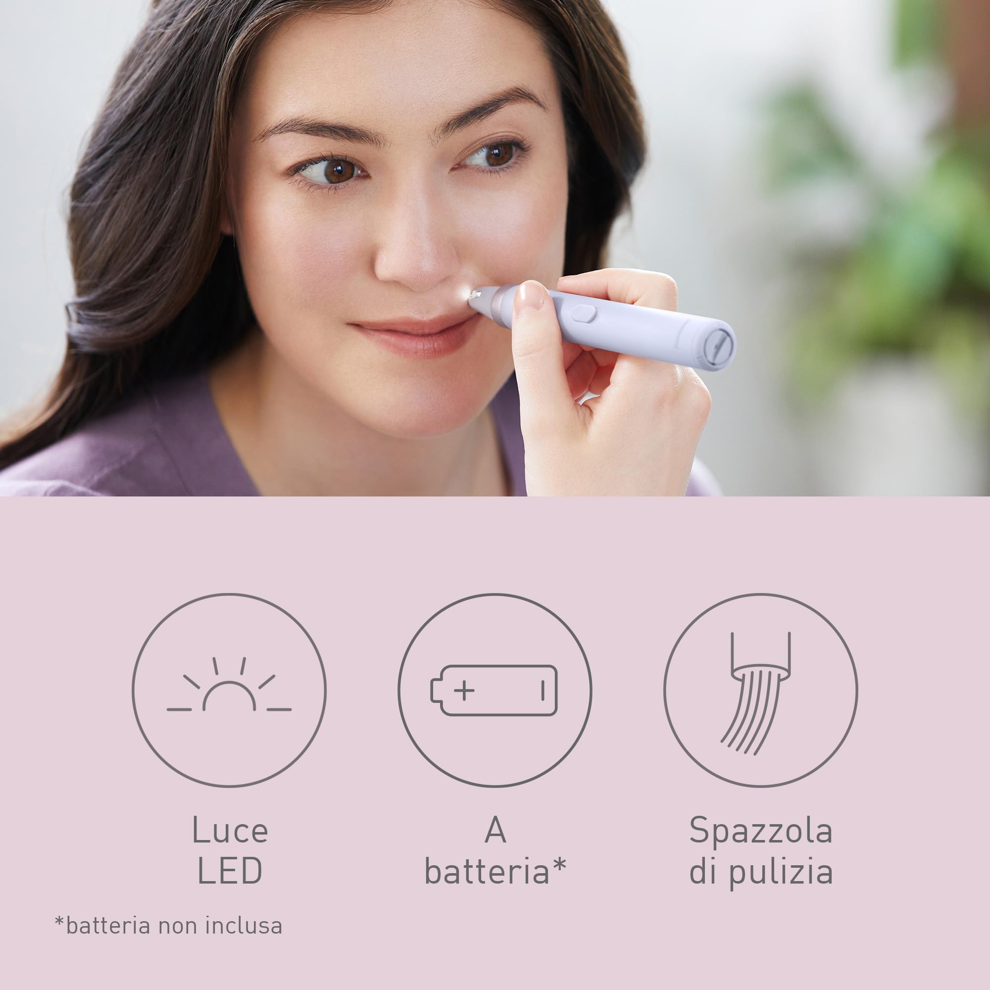 Panasonic ES-EYL9-P503 Cordless Wet & Dry Epilator and Eyebrow/Facial Epilator for Women, Short Hair Removal, 3 Speeds, Foot Care Accessories and Bikini Trimmer, White/Light Purple