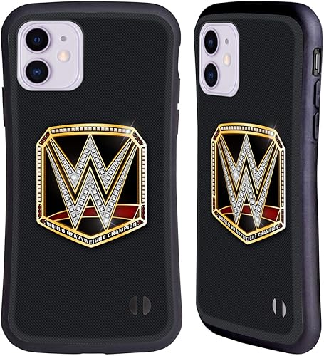 Miniatura 1 de Head Case Designs Funda híbrida con licencia oficial de WWE World Heavy Weight Champion Title Belts compatible con Apple iPhone 11