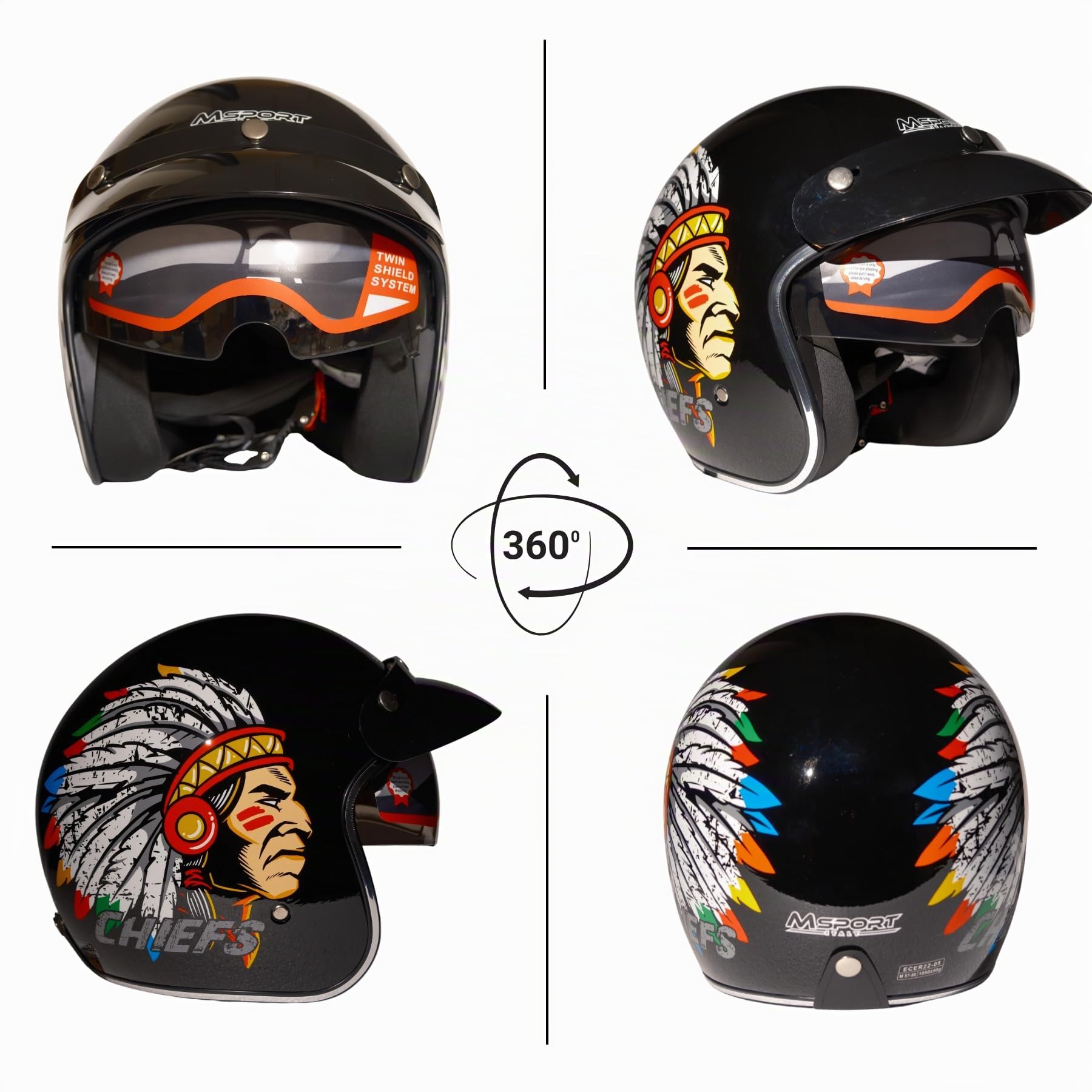 Casco Jet con Visera Cascos Abiertos Moto Scooter Certificado ECE