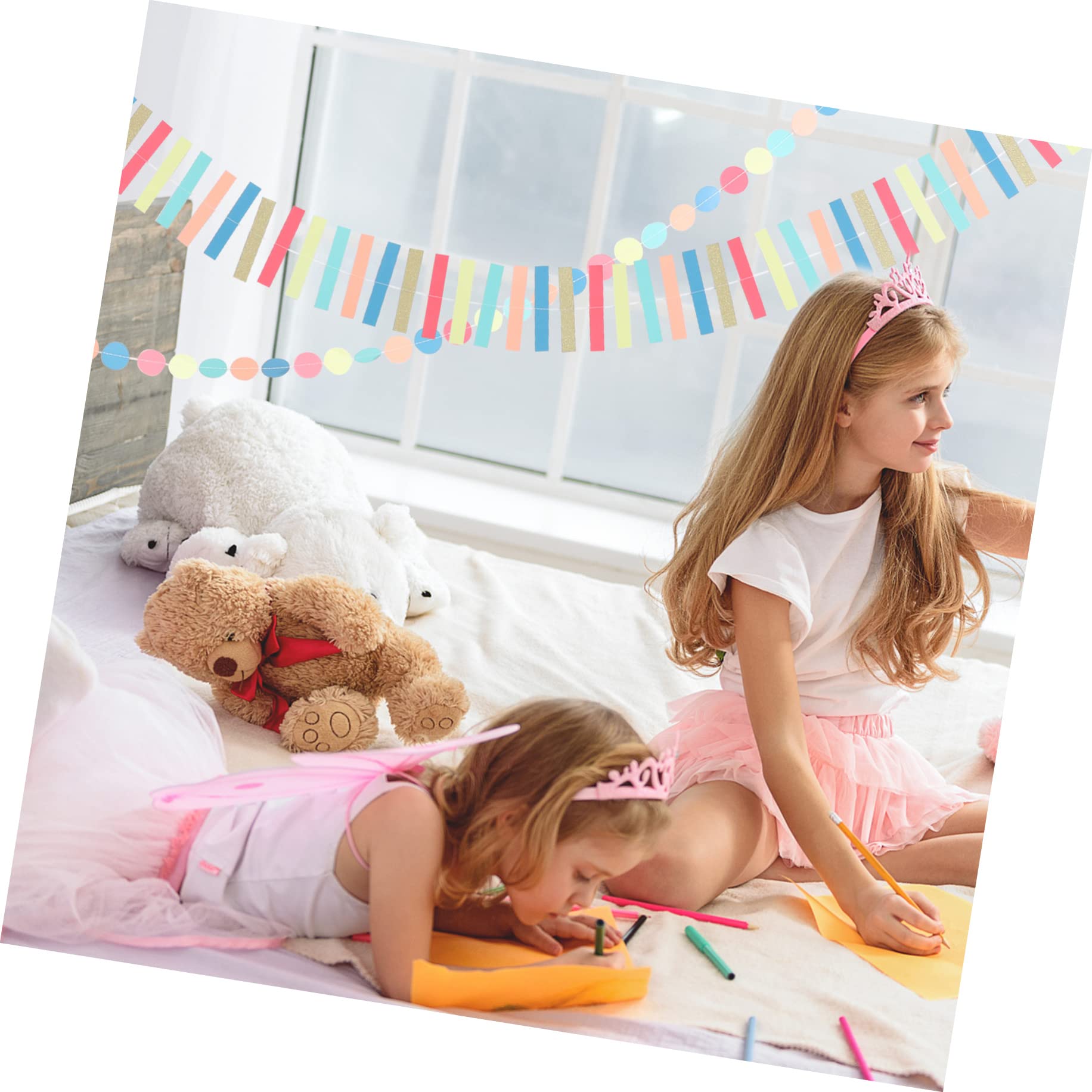 Abaodam 10 STK Latté Streamer-Hintergrund Punkt-luftschlangen-Girlande Pappmache Baby Gastgeschenk Für Den Ersten Schultag Regenbogen-Party-Girlande Bunte Girlande Der Kreis Zubehör Papier