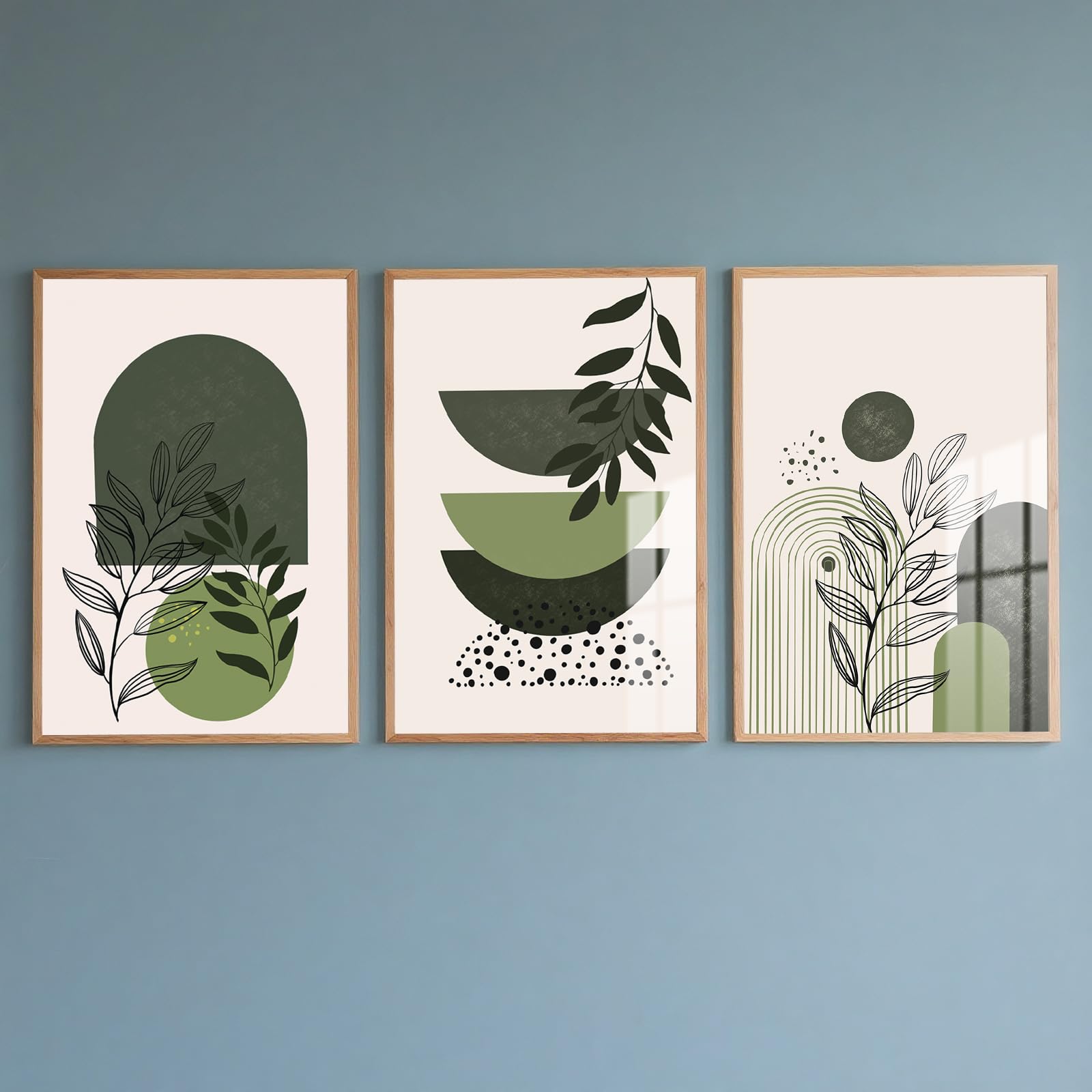 PWAAHDC Sage Green Wall Art Set of 3 - Boho Pictures for Living Room and Bedroom Decor, Modern Canvas Prints posters (Unframed A4) — view 15