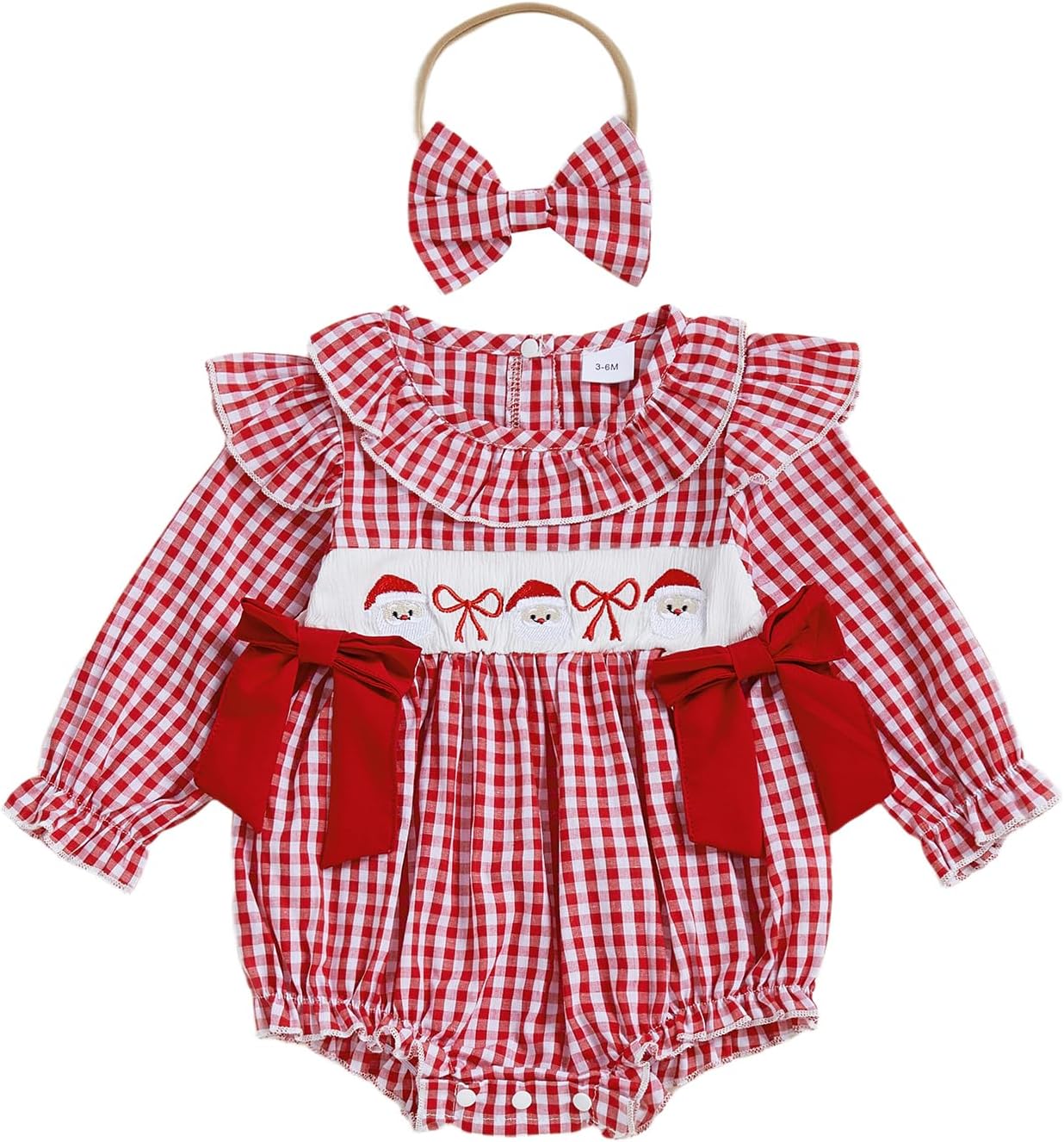 My First Christmas Baby Girl Outfit Newborn Santa Smocked Bubble Romper Christmas Tree Bodysuit Cute Xmas Clothes