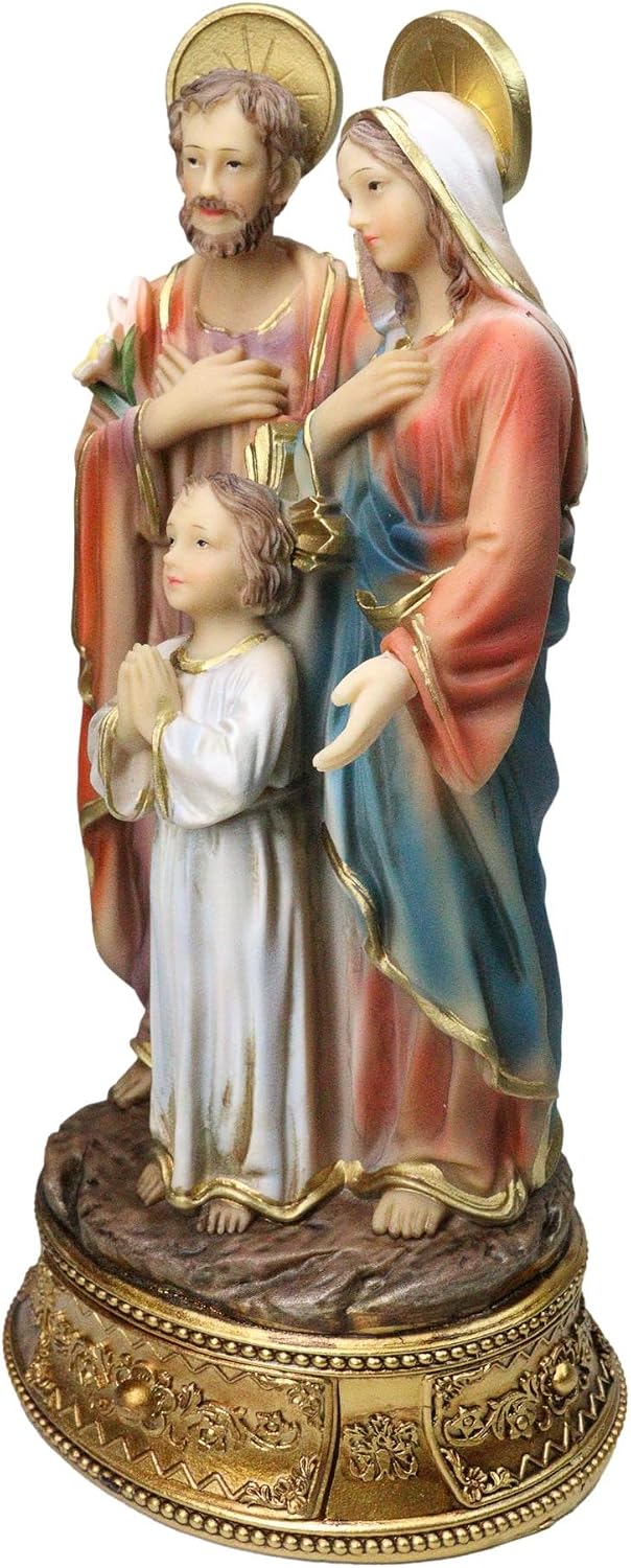 Ebros Gift Catholic Christian Devotional The Holy Family Mother Mary Joseph and Child Jesus with Rosary Drawer Box Figurine 9" Tall Christian Catholic Altar Religious Inspirational Decor