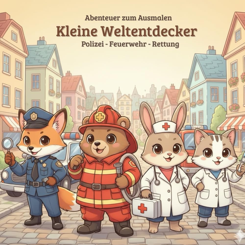 Kleine Weltentdecker – Abenteuer zum Ausmalen: Polizei · Feuerwehr · Rettung – Süße Einsatzabenteuer zum Ausmalen für Kinder