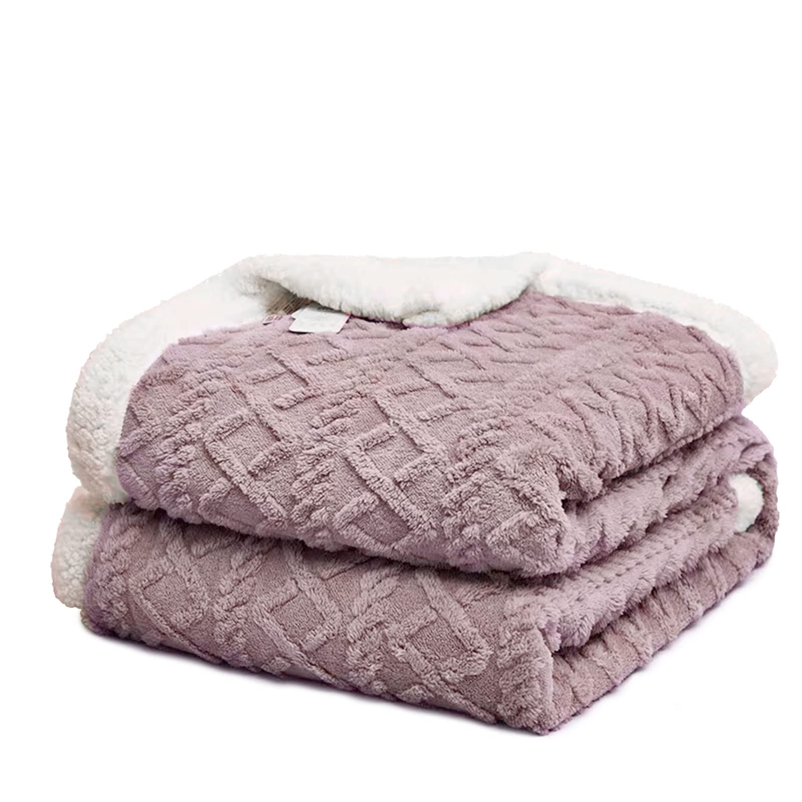 Fouriding Manta de forro polar sherpa, manta suave y cálida para cama, sofá, manta para invierno, cama, sofá, manta de viaje (morado, 200 x 230 cm)