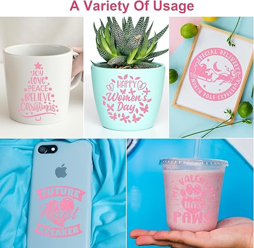 Miniatura 5 de GIRAFVINYL Vinilo rosa con purpurina arcoíris, vinilo permanente rosa para Cricut  12 pulgadas x 4 pies, fácil de desmalezar, vinilo autoadhesivo