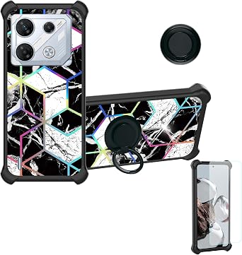 jioeuinly Case for INFINIX GT 10 Pro Case Compatible with INFINIX GT 10 Pro Phone Case Cover [with Tempered Glass Screen Protector][Ring Support][Colorful Reflect Light] IMDH-HS