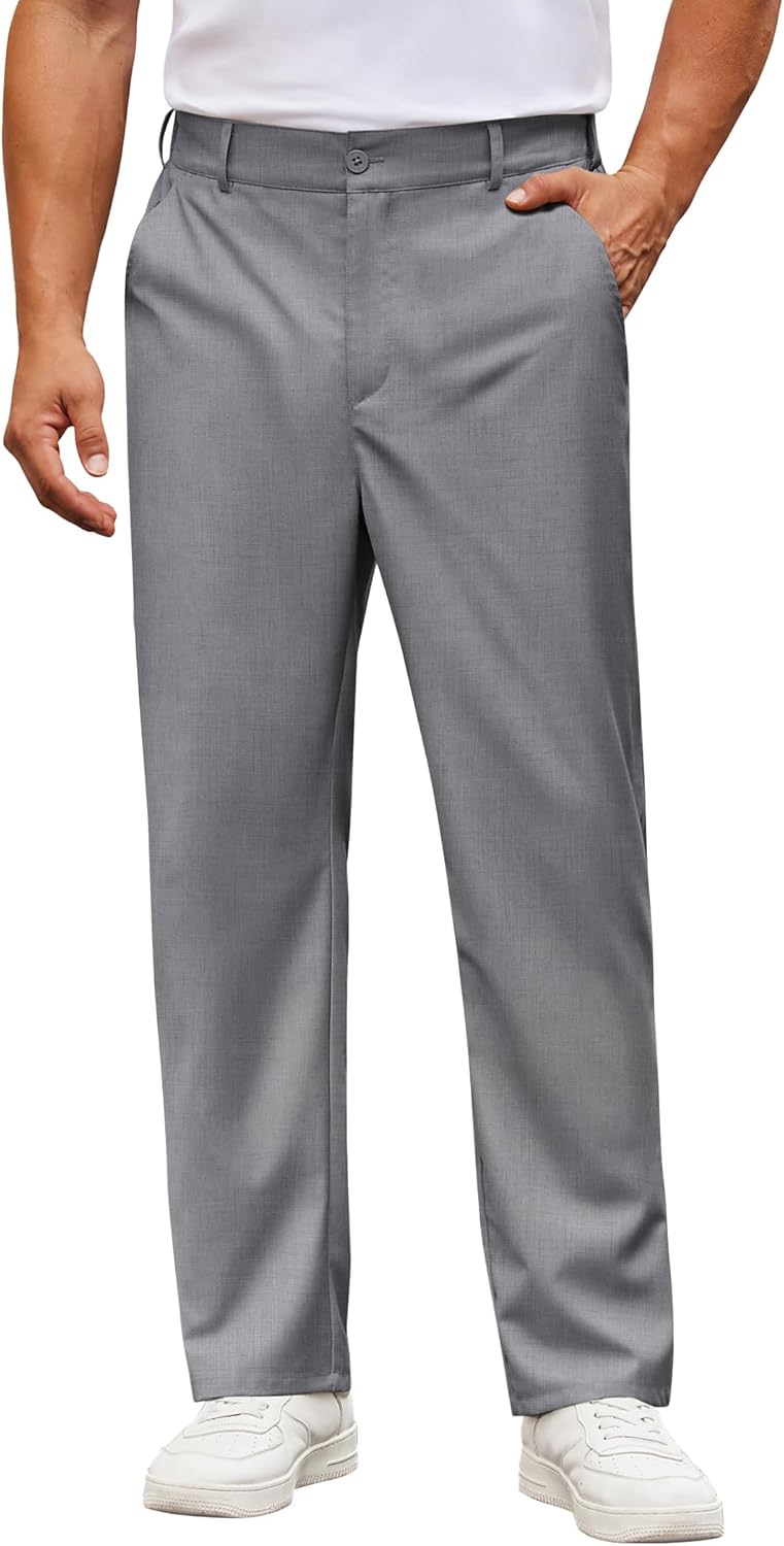 COOFANDY Mens Casual Chino Pants Classic Fit Stretch Wasit Khaki Trousers Business Casual Dress Pants