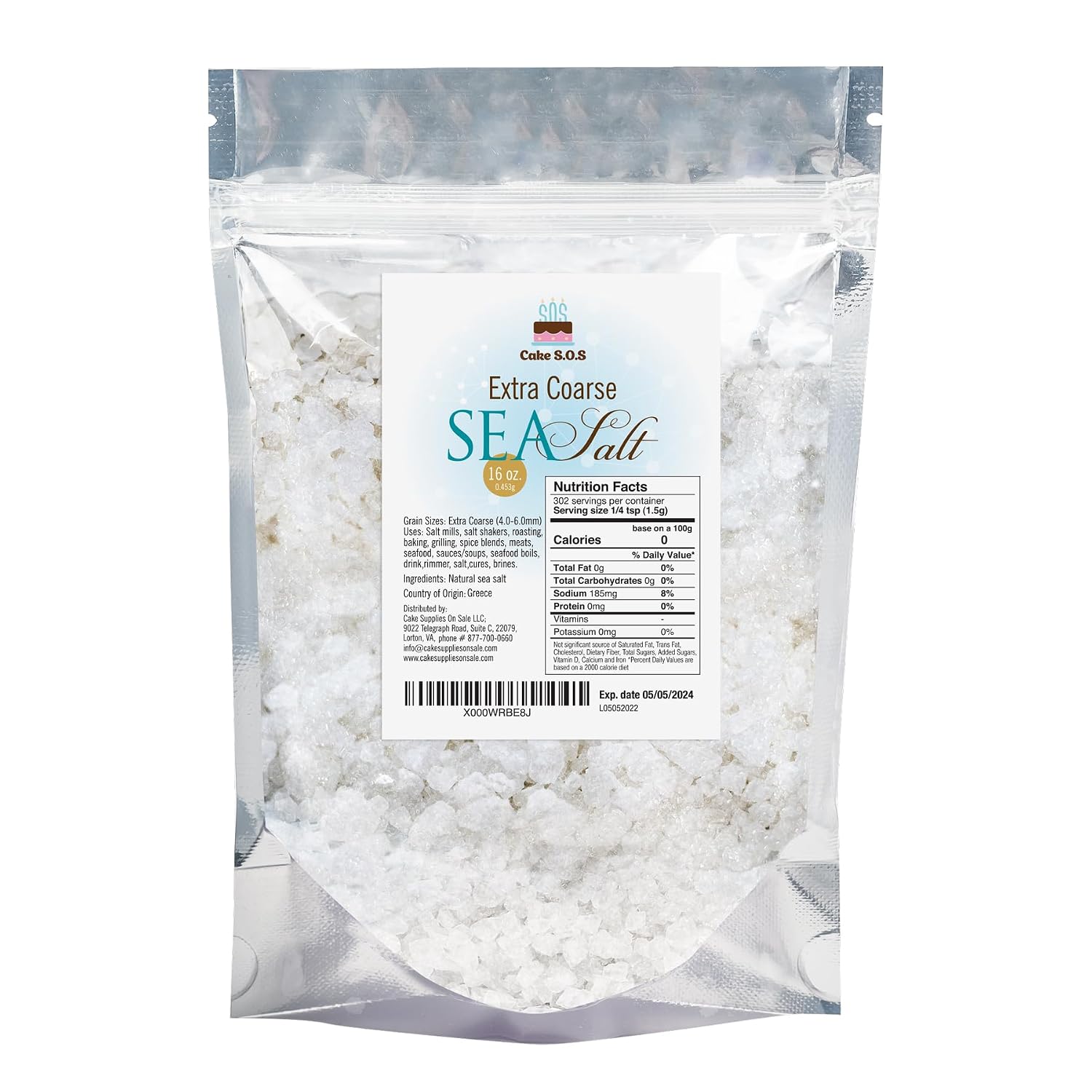 Sal Marina Atlántica Premium, Grano Extra Grueso 1 lb miniatura 1