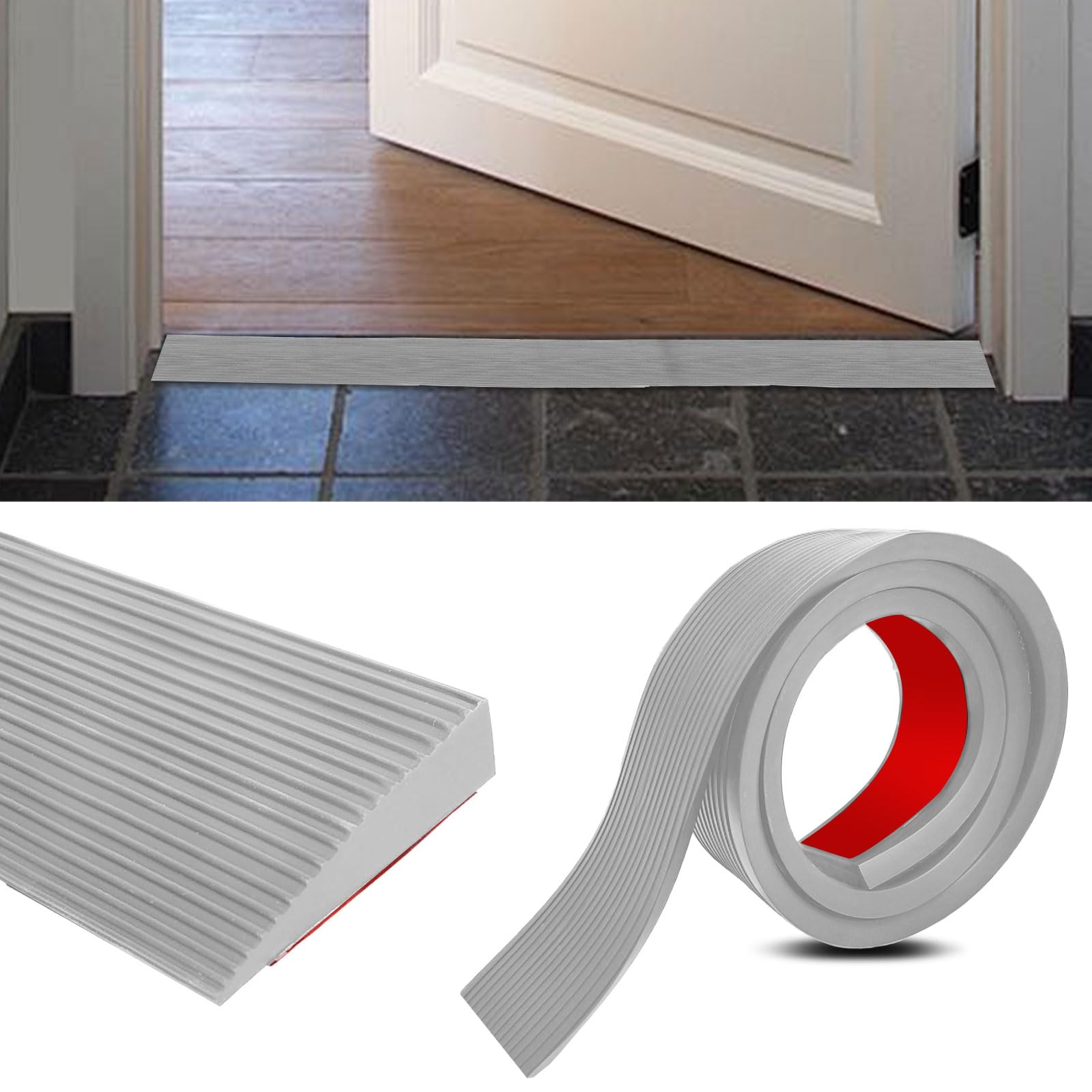 Rampa per Disabili, 100 cm x 8cm x 3cm Soglia di Dislivello Pavimento Autoadesivo, Rampa moto Adatto per Passeggini, Sedie a Rotelle o Scooter (Grigio, Altezza 3cm)