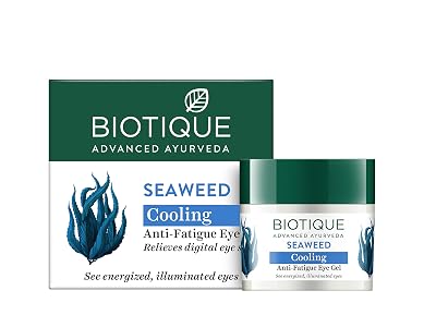 Biotique Bio Seaweed Revitalizing Anti Fatigue Eye Gel | Contains Wild Seaweed, Nutmeg, & Honey | Reduces Dark Circle an