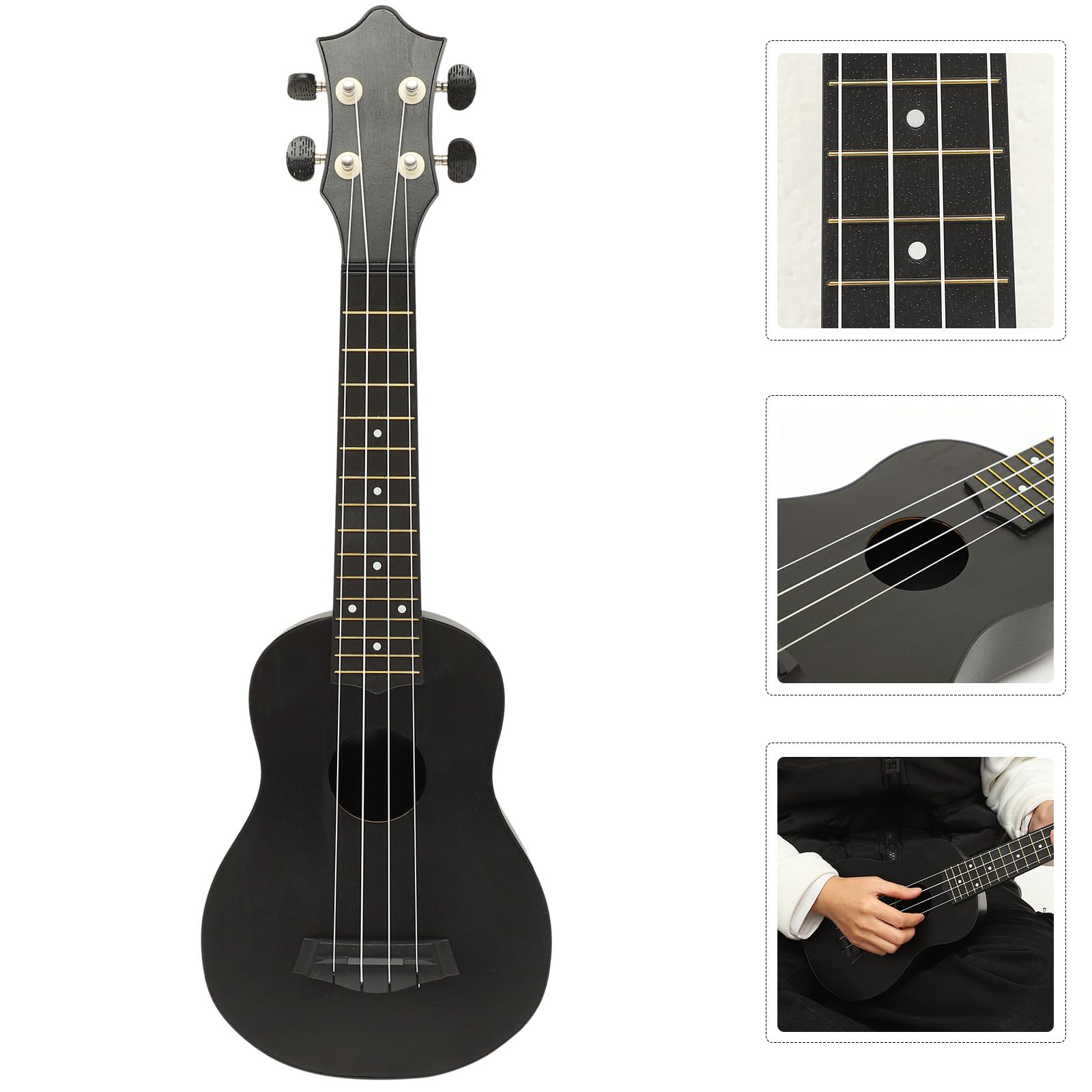 Ukelele para Principiantes Niños Guitarra Acústica de Madera Soprano 21 Pulgadas Instrumento Musical Fácil de Tocar y Resistente Desarrollo Infantil Color Aleatorio