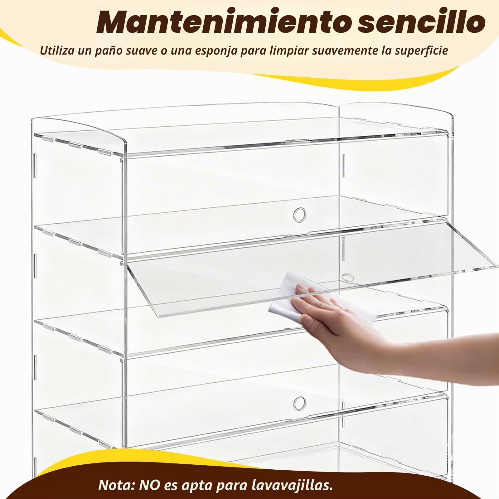 Vitrina comercial de panadería de 4 niveles, 49 x 23 x 50 cm (19.3" x 9" x 19.7"), vitrina de panadería extraíble, vitrina de repostería para mostrador, gabinete de exhibición de acrílico para postres