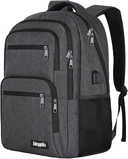 Backpck for Men Women, School Backpack for Boys Teens, 15.6 inch Laptop Back Pack with USB Charger Port, Bookbag with USB Charger for College High Middle School Travel Business Work Mochilas Black