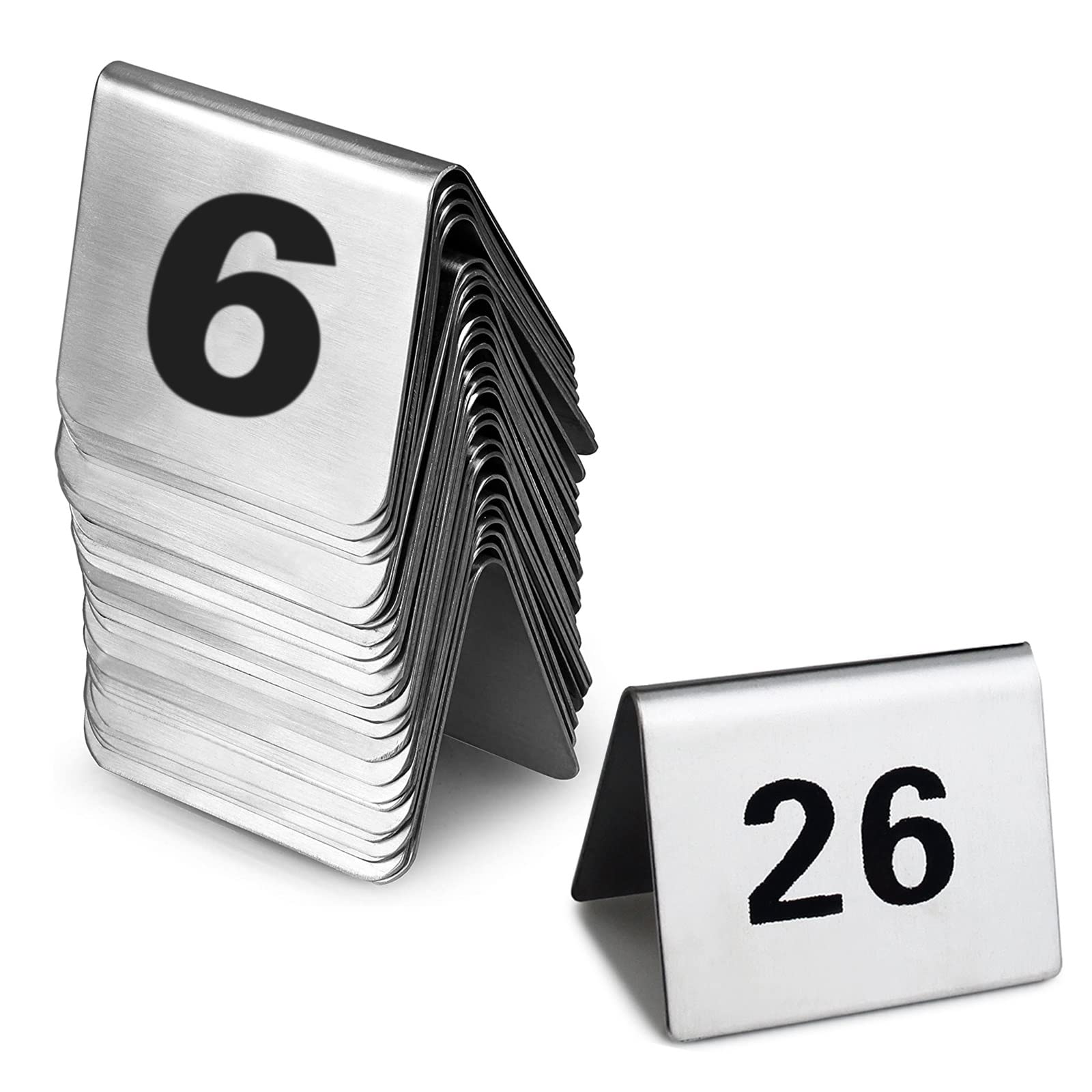 Numéros de table en acier inoxydable 1-50 plaques double face pour restaurant et banquet