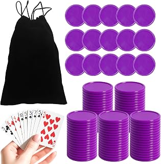 100pcs 37mm Plastic Poker Chips Bulk – 10 Colors Tokens for Poker, Bingo & Math Counting – You Behavior Rewards & Learning Counters (Purple)