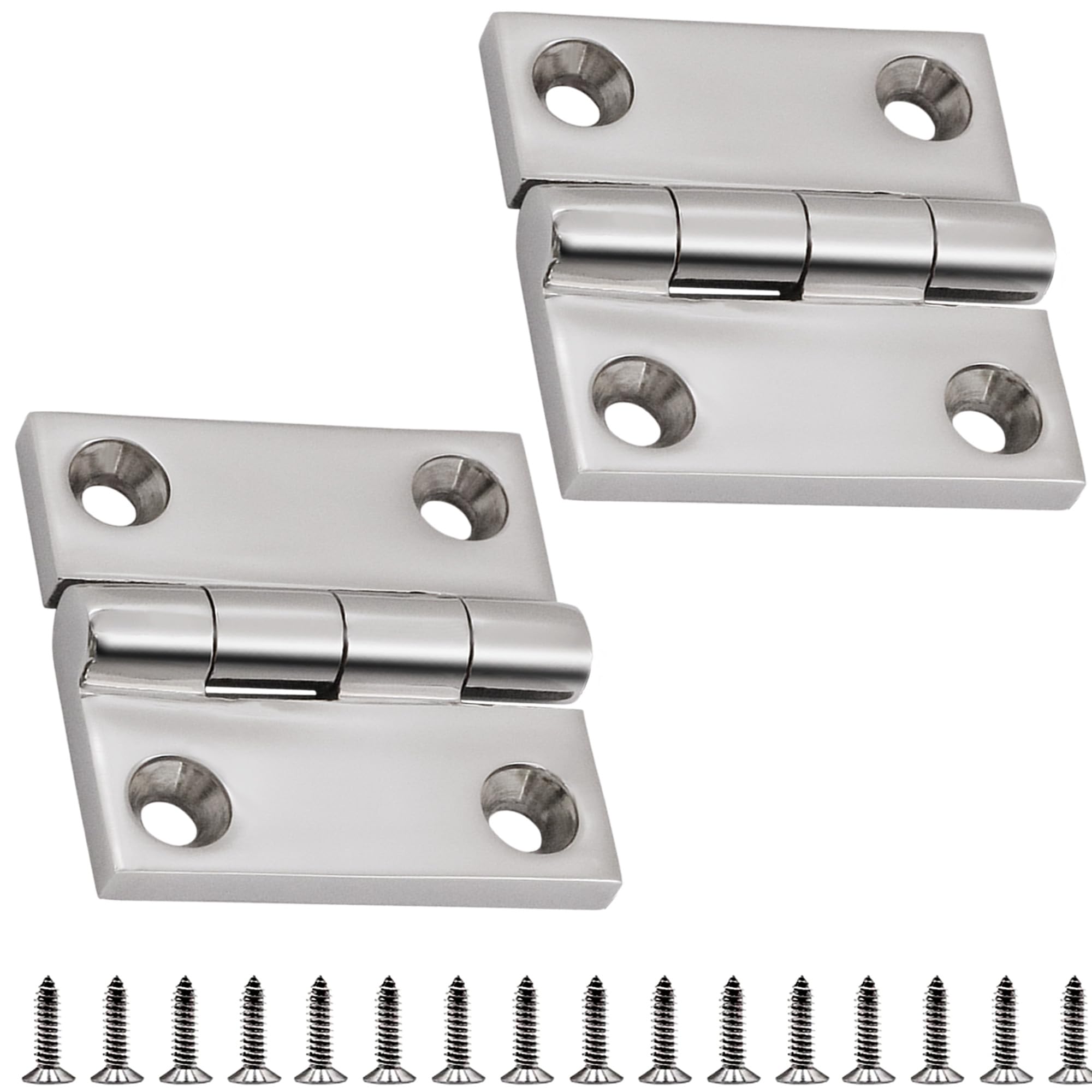 Laorde 316 Stainless Steel Hinges Marine Grade 2" x 2" Heavy Duty Boat Hatch Hinge (50 mm X 50 mm) 2 Pack Casting Cabinet Door Hinge with Screws