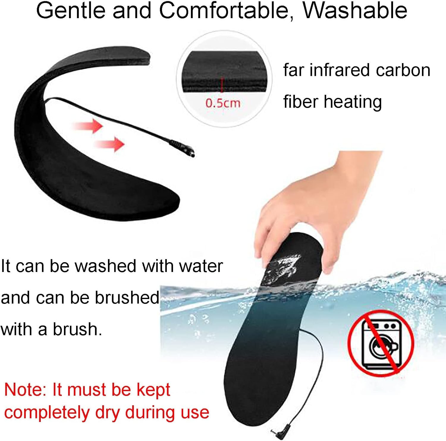 加熱されたインソール、フットウォーマー、快適な暖かいインソール、USB加熱された靴の中敷き、洗えるカッティング加熱された靴の中敷き、