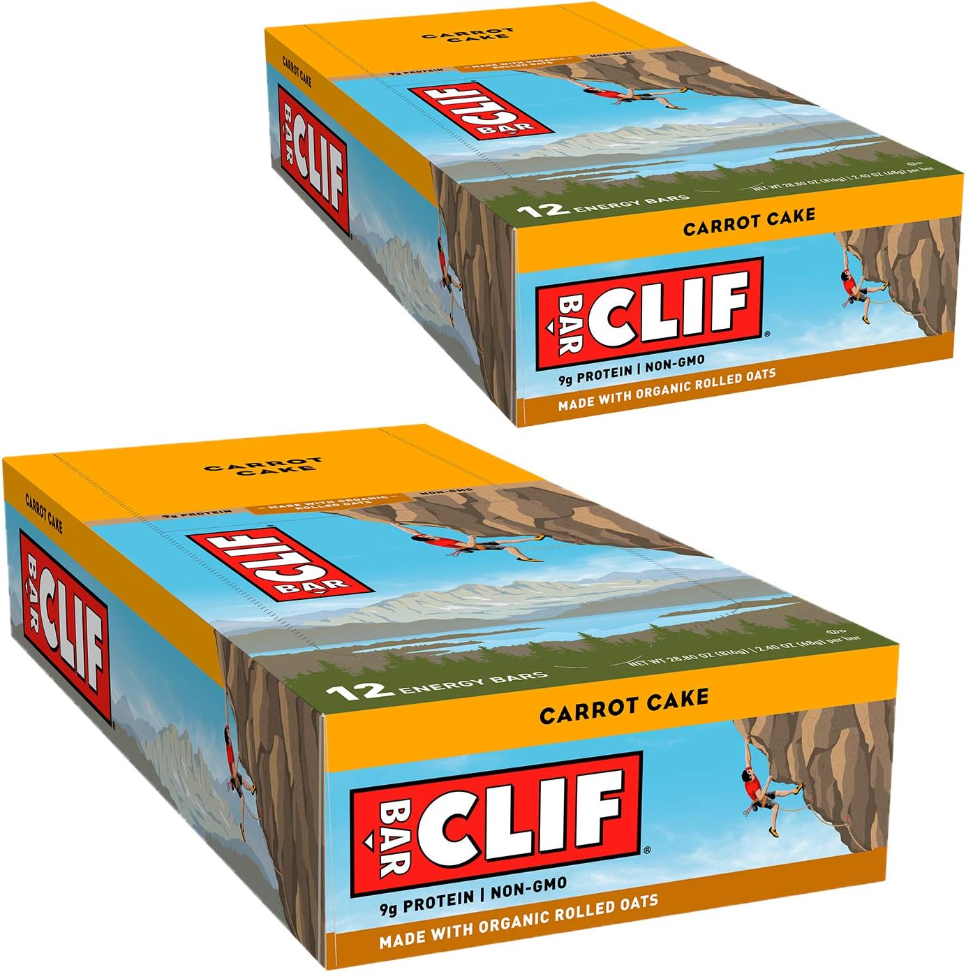 CLIF BARS - Energy Bars - Carrot Cake - Made with Organic Oats - Plant Based Food - Vegetarian - Kosher (2.4 Ounce Protein Bars, 24 Count)