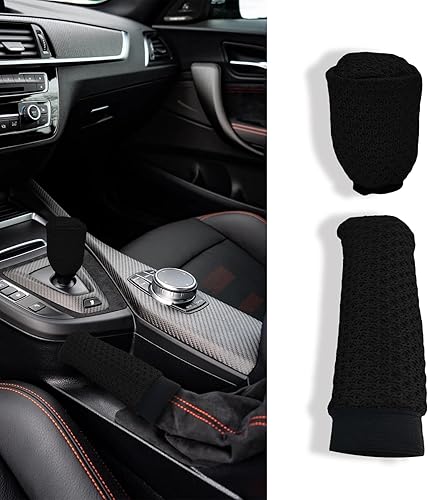 Funda para pomo de palanca de cambios de automóvil y funda para freno de mano, ajuste universal, 2 piezas, transpirable, funda para freno de mano,