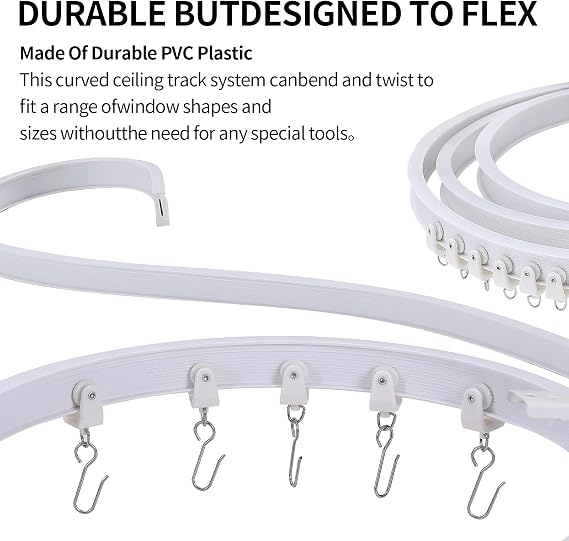 Flexible Bendable Ceiling Curtain Track, 5m (16.4ft), Ceiling Track Ceiling Mount, for Curtain Track with Track Curtain System, RV Curtain Spacer,