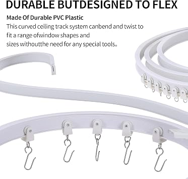 Flexible Bendable Ceiling Curtain Track, 5m (16.4ft), Ceiling Track Ceiling Mount, for Curtain Track with Track Curtain System, RV Curtain Spacer,