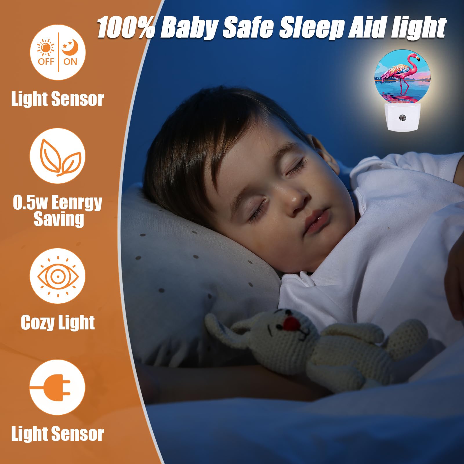 FOLKSMATE 5 Pack LED Night Light,Plug-in Dusk to Dawn Light Sensor Hallway Lights,Smart