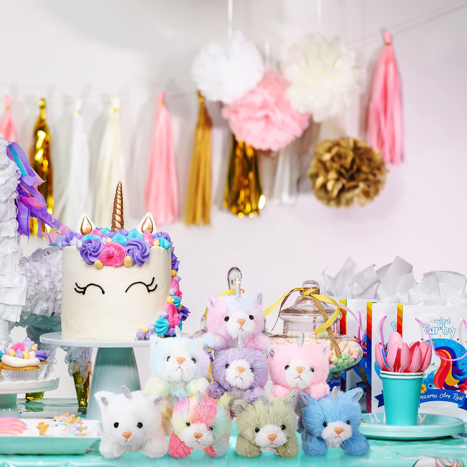 8 Peluches Animaux 5 Pouces - Lot Assorti Chat Et Animaux Mignons Pour Enfants