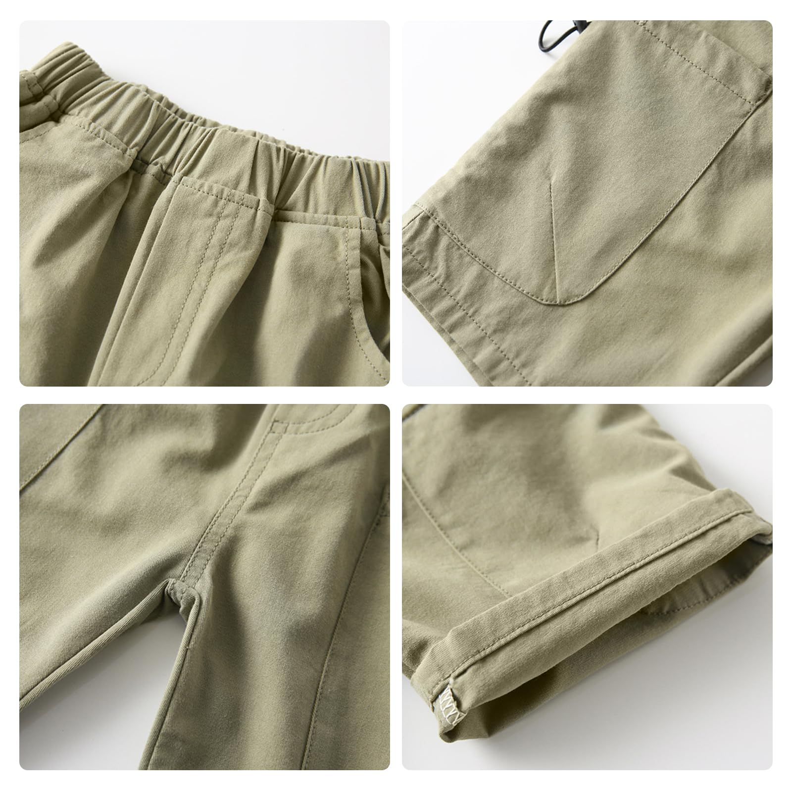Volunboy Pacco da 2 Pantaloni Corti per Bambini, Vita Elasticizzata Bermuda Casual con Tasche, NeroVerde