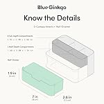 Blue Ginkgo Compact Desk Organizer – Small 5-Compartment, Half Drawer Storage – Pen Holder, Stationery Organizer for Desktop, Vanity, Shelf (Made in Korea, Blue)