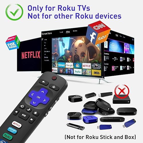 Miniatura 4 de Paquete de 2 control remoto de repuesto para Roku TV, compatible con televisores inteligentes TCLHisenseOnnSharpInsigniaElementPhilips Roku Series