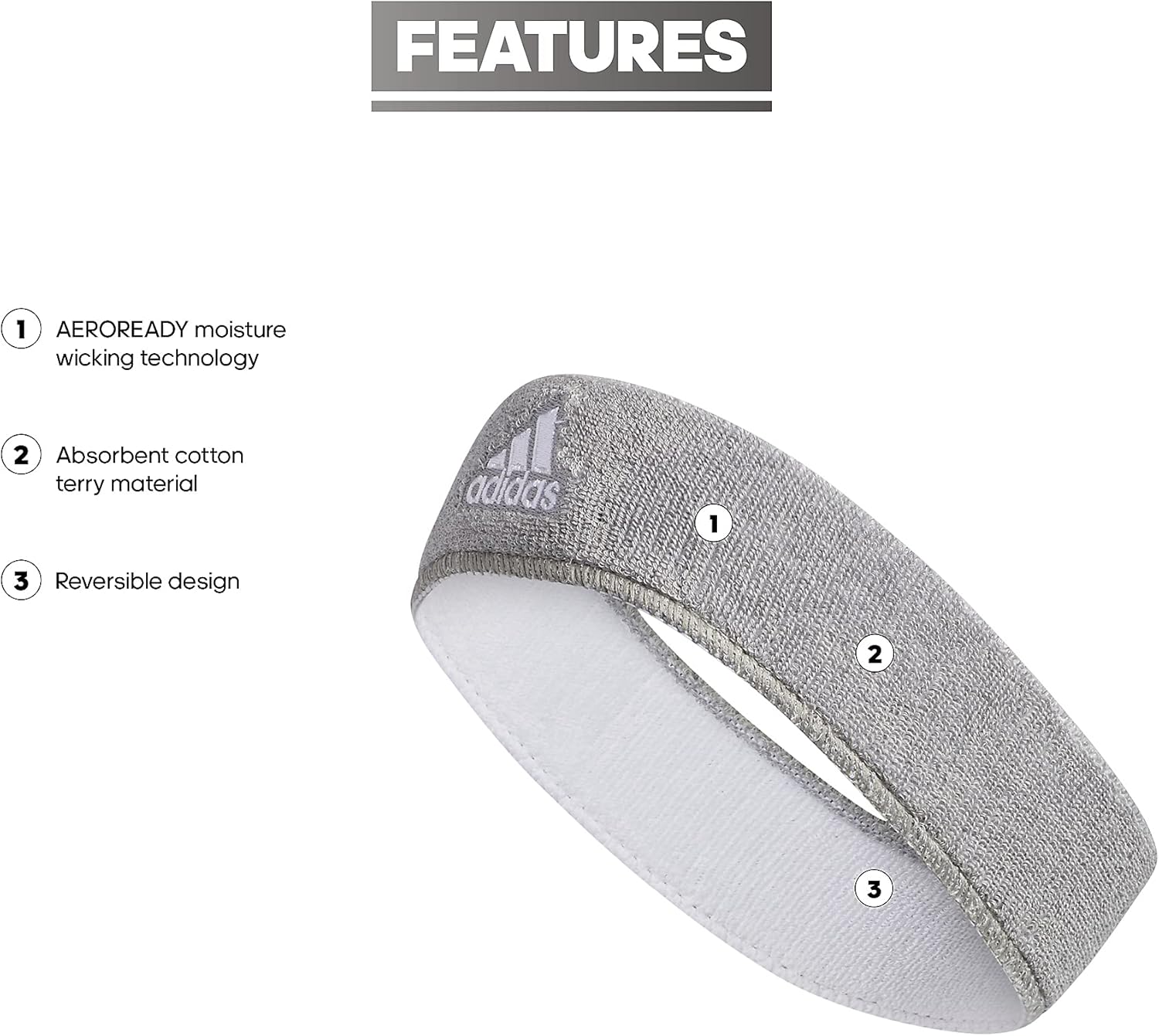 Adidas Unisex-Adult Interval Reversible Elastic Sweat Headband for Men and Women Discontinued