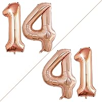 Vista 91 de GOER Globos con el número 80 para decoraciones de fiesta de cumpleaños número 80, globos de helio de aluminio jumbo de 42 pulgadas para 80 Oro rosa