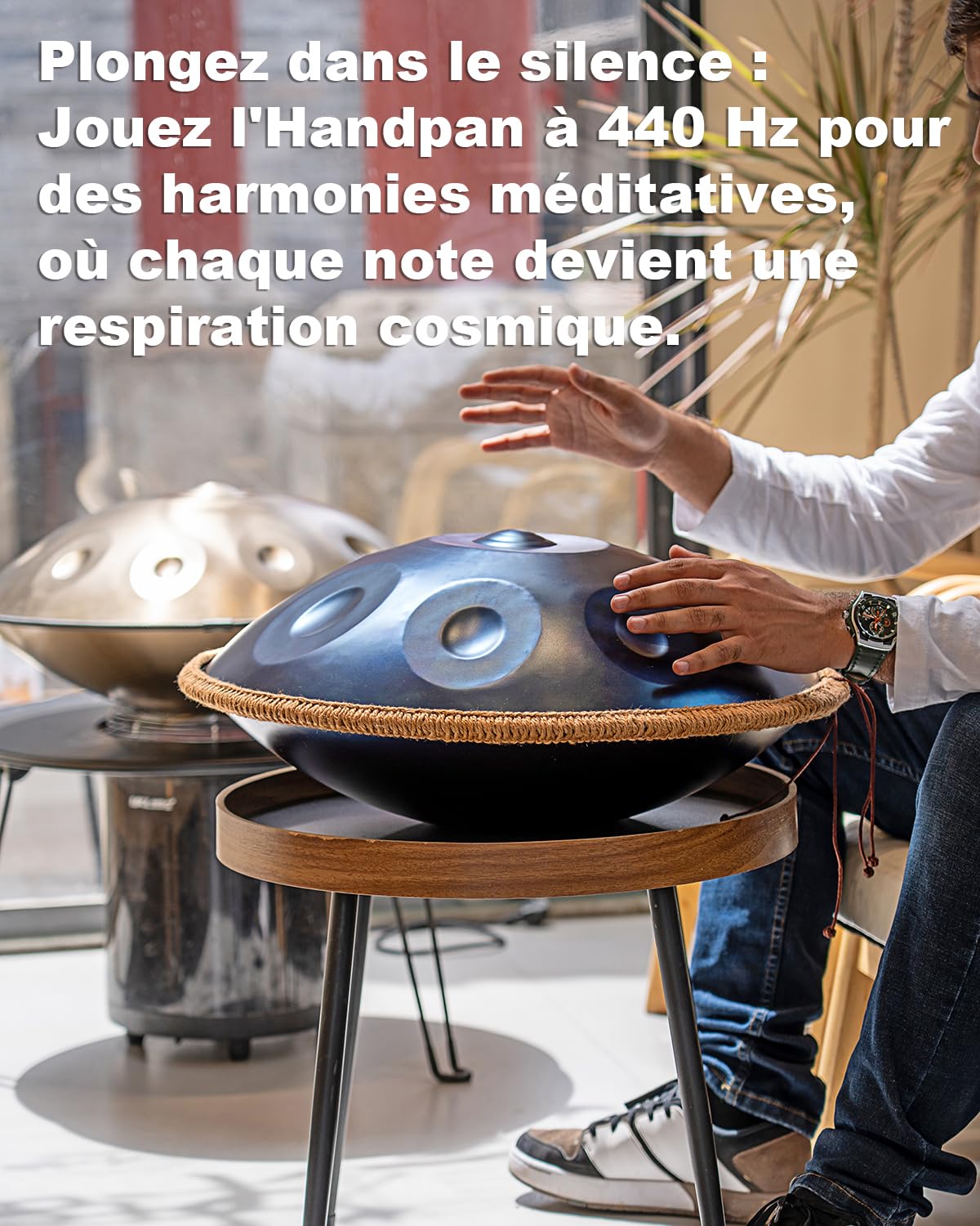 440 Hz Handpan 12 Notes 22 Pouces, Hand pan Instrument Steel Drum Music D mineur - Handpan Conçu pour Joueurs Expérimentés