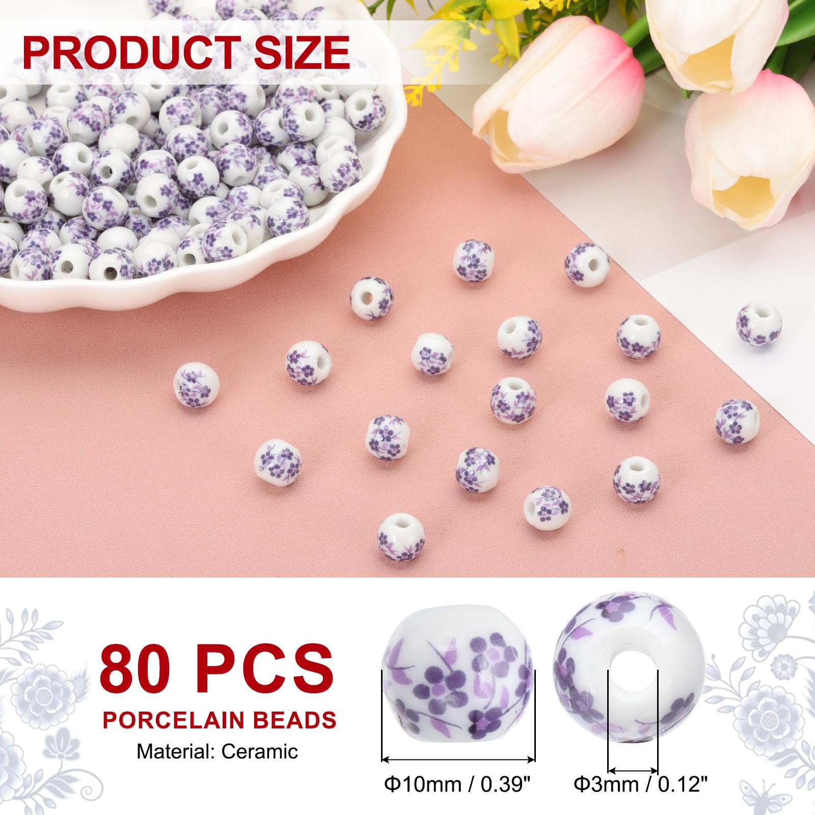 PATIKIL 80 Pcs Porcelain Beads - Image 2