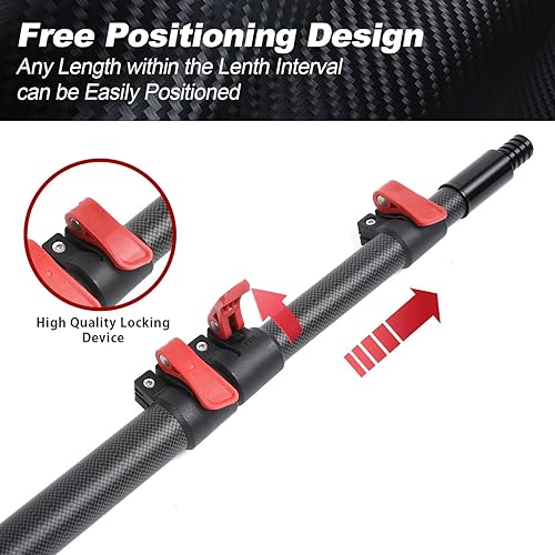 Miniatura 4 de Postes de extensión de fibra de carbono de 12 pies para limpiar rodillo de pintura, poste telescópico ligero y resistente para pintar con cabeza