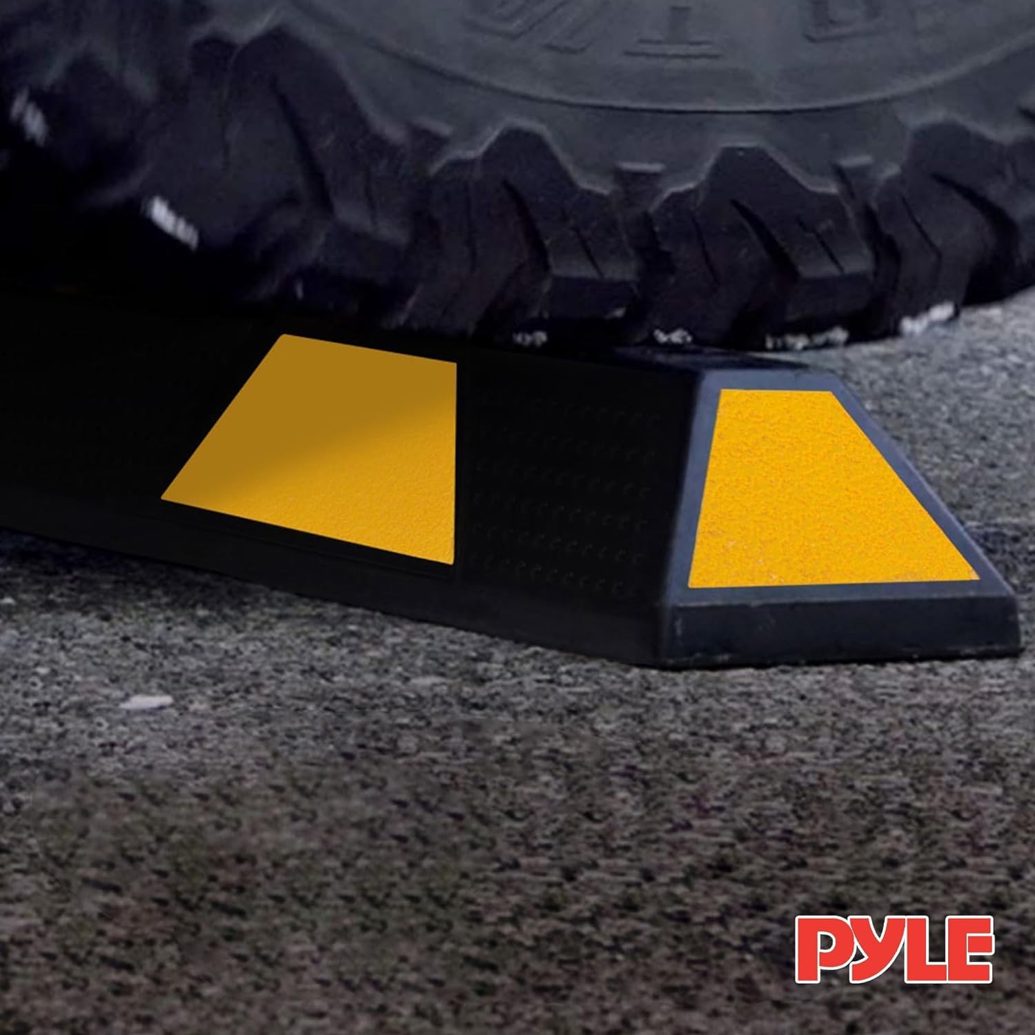 PYLE Topes de Piso de Garaje para vehículos, 72”, Extra Ancho, Seguridad, Goma Resistente para estacionamiento, Garaje, Ideal para Autos, Vans, Camiones