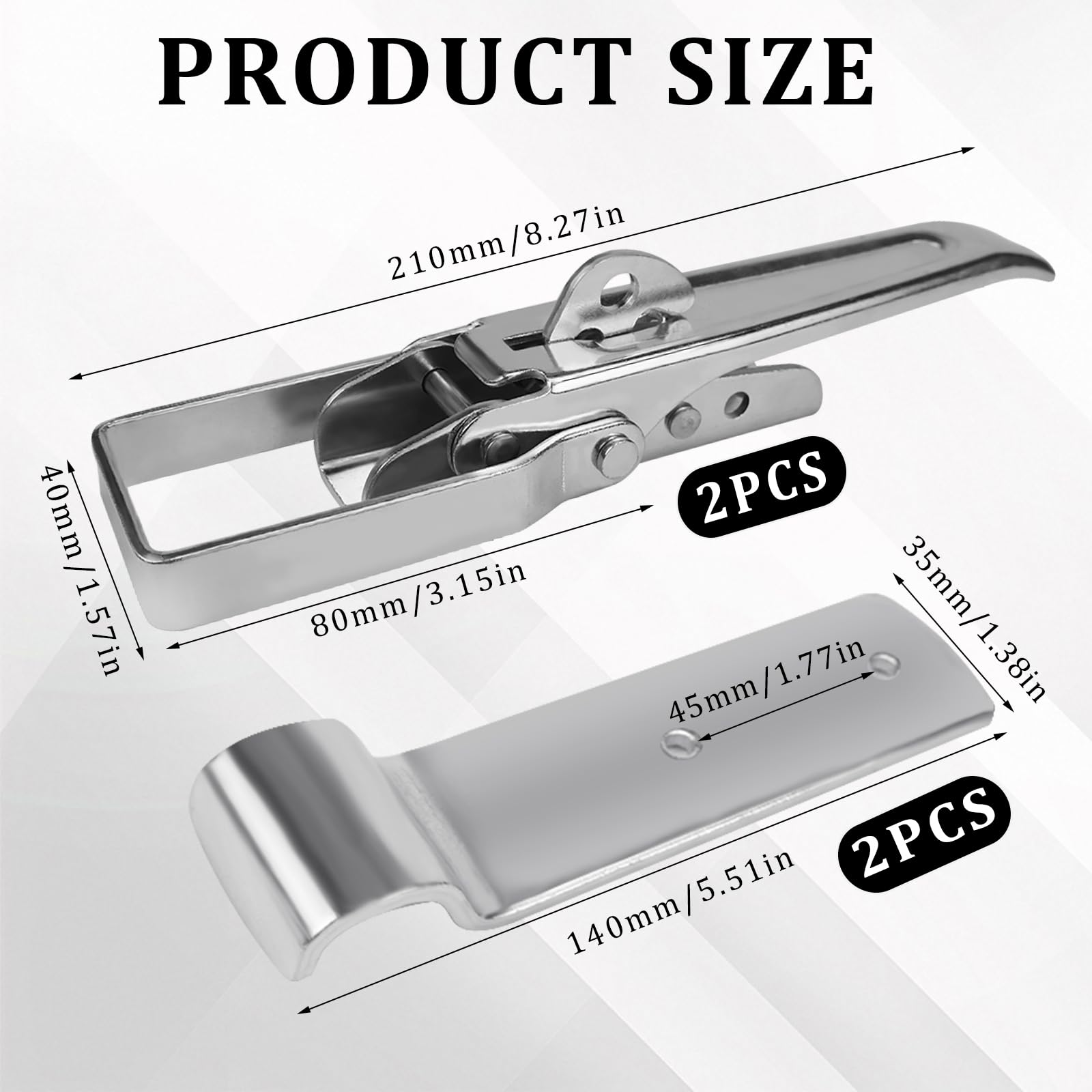 2 PCS fermeture excentrique avec verrouillage (210 mm), fermeture à genouillère grande pour voiture/remorque/bennes, fermeture de ridelle pour benne, fermeture de remorque, galvanisé, résistant à