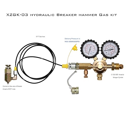 Miniatura 2 de XZT GK-03 Kit hidráulico de carga de gas nitrógeno y prueba de presión para martillo hidráulico JCB
