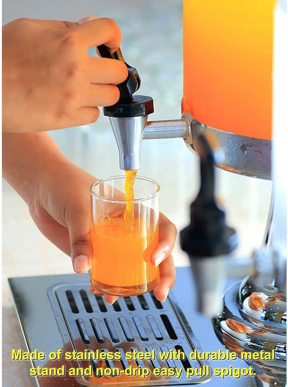 Dispensador De Bebidas De Acero Inoxidable; Dispensador De Bebidas Calientes para Fiestas, Grifos Antifugas, Bandejas De Drenaje Y Dispensadores De Hielo.