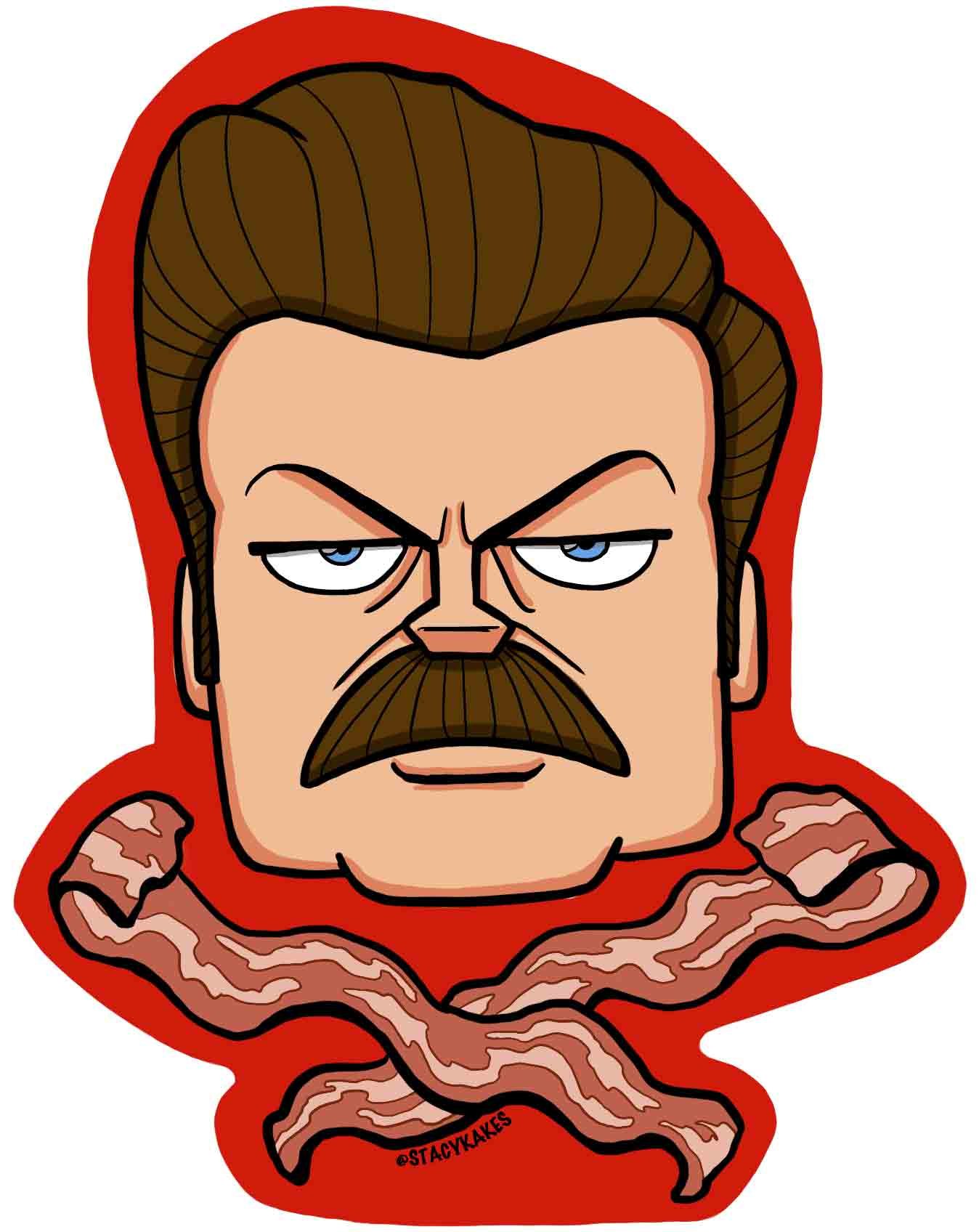 Ron Swanson Bacon Decal - for Cars, Laptops, and More! - Use Inside or Outside - Sicks to Any Flat Smooth Surface