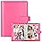A5 Kpop Photocard Binder, PU Leather 6-Ring Album with Magnetic Closure, Includes 30 Pack 4-Pocket Pages for 240 Cards, Card Holder for Trading and Collectible Cards (Rose)