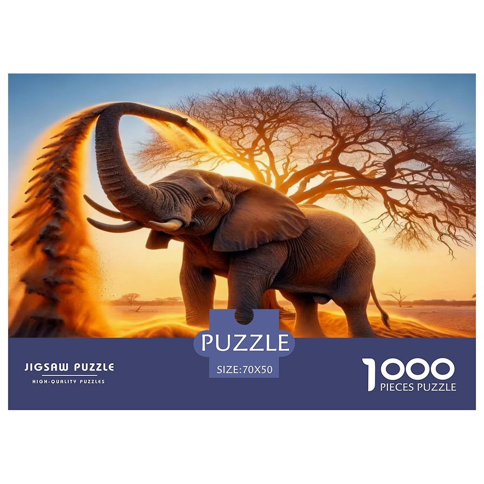 African Elephant 1000 Pieces Jigsaws for Adults Wildlife Art Colorful DIY Craft Beautiful Home Decoration Uncover The Puzzle 70x50cm/1000pcs — image 1