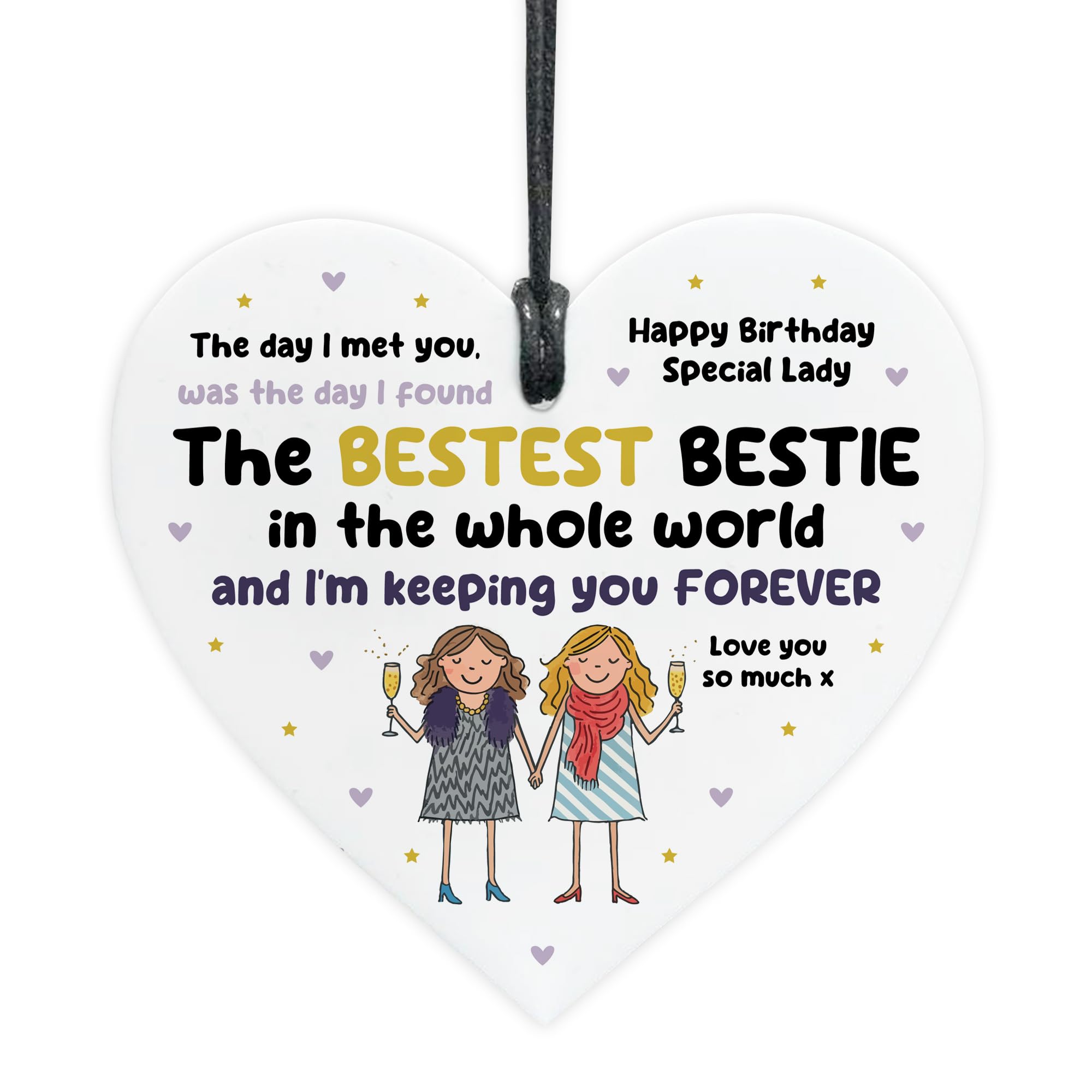 Red Ocean BESTIE Birthday Acrylic Heart Plaque Friendship For Women For Best Friend Novelty Best Friend Birthday BFF Keepsake