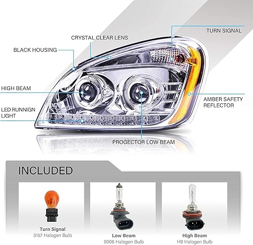 Miniatura 2 de Freightliner Cascadia - Faros delanteros LED para 2007-2017, juego de par, conductor izquierdo y pasajero derecho