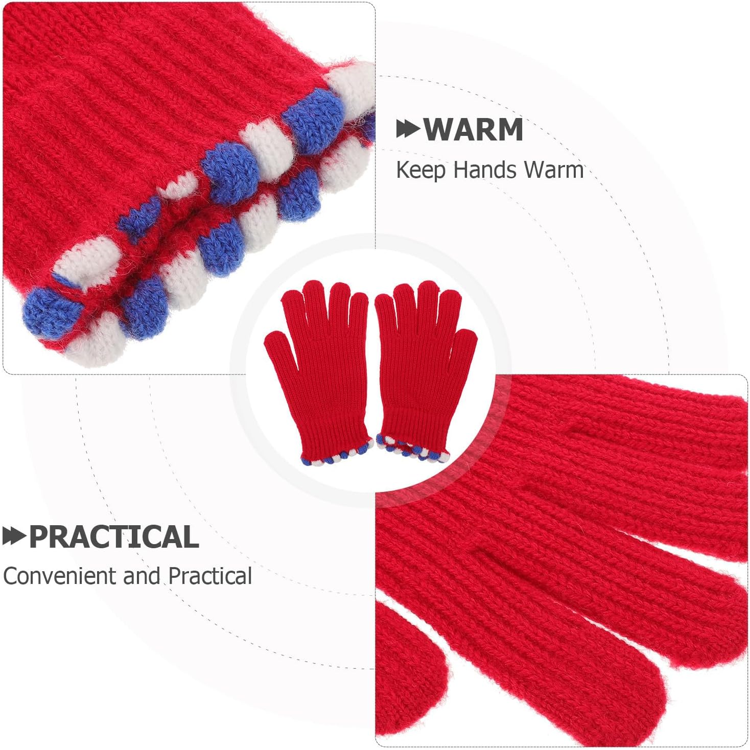 VALICLUD Xmas Gloves for Women Touch Screen Winter Woolen Mittens image 3