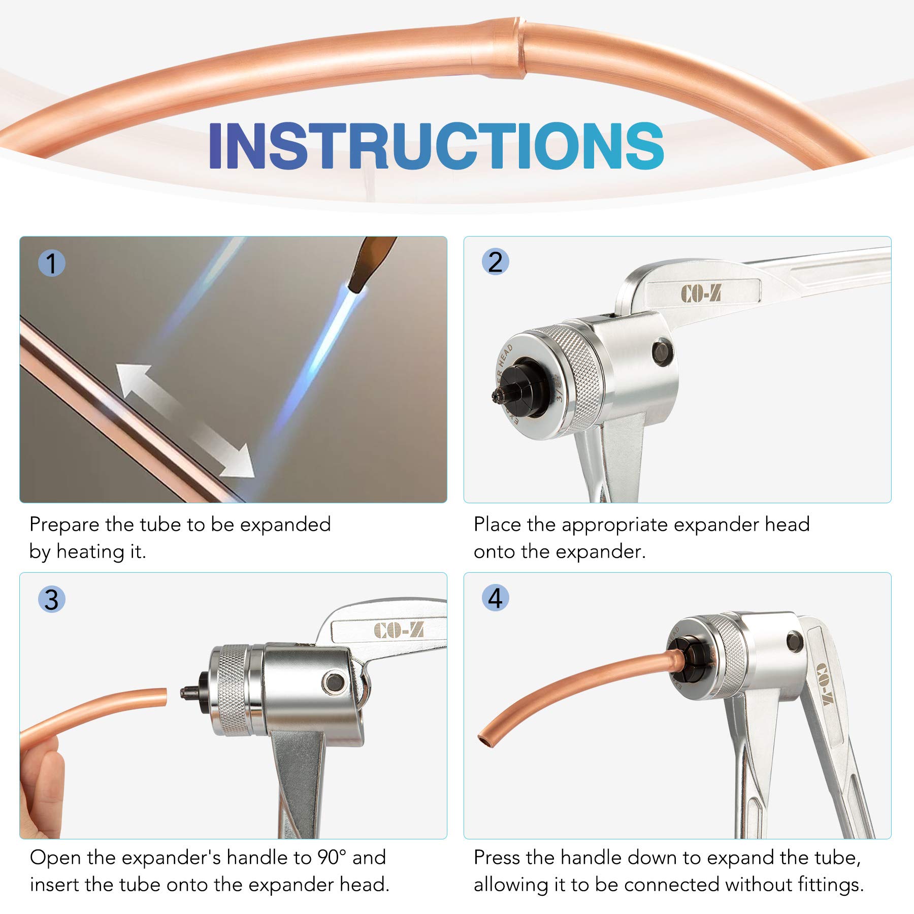 COZ 11pc Tube Expander Tool Kit with Pipe Cutter, Deburring Tool