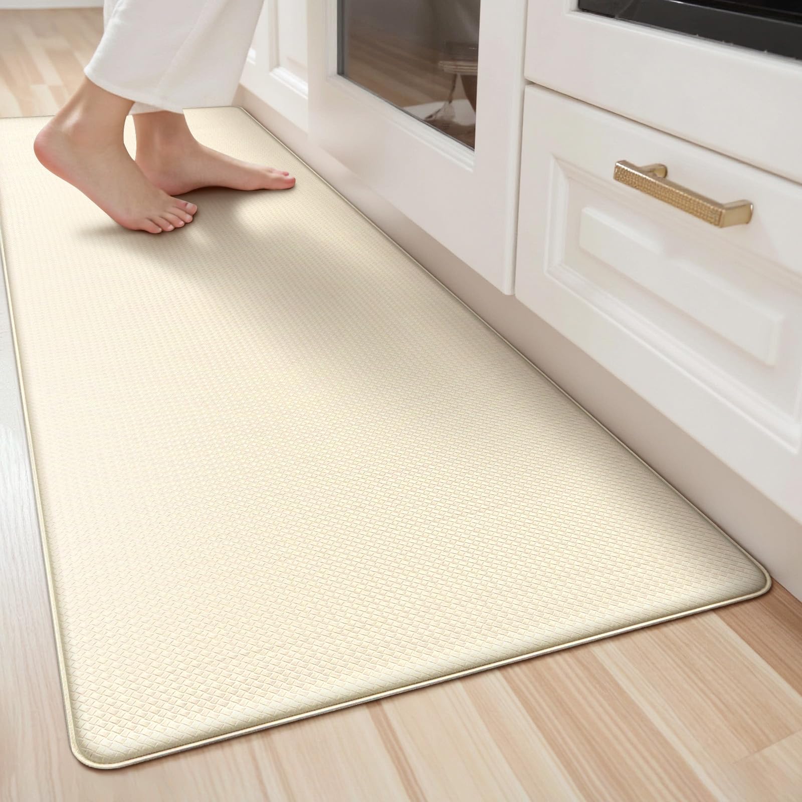 LEKEEPGO Kitchen Mats Non Slip Washable 60x180cm, Kitchen Runner Rug, Beige