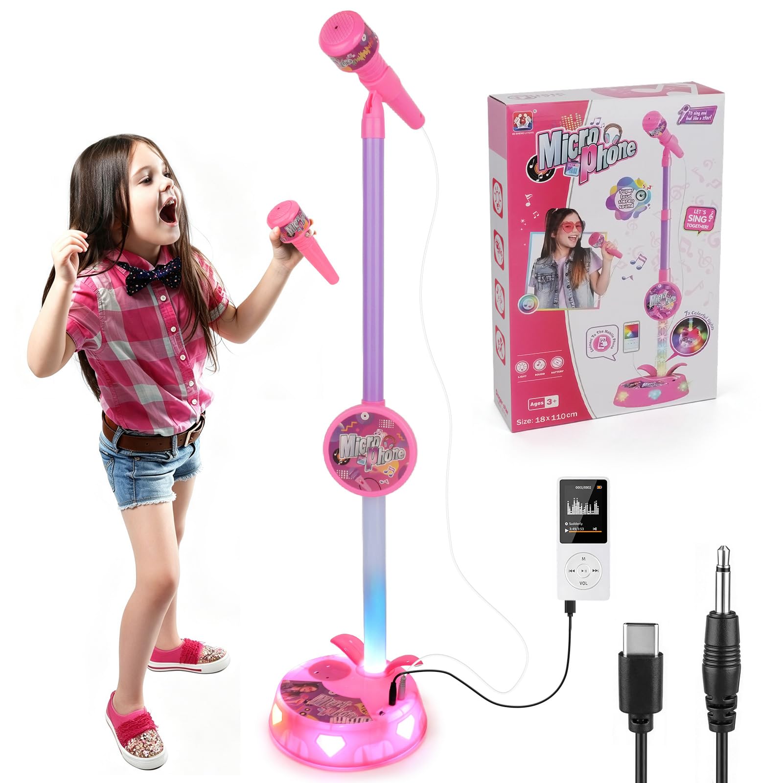 Zogxyc Kids Microphone and Stand with a TP-C Cable,Karaoke Sing Musical Toy