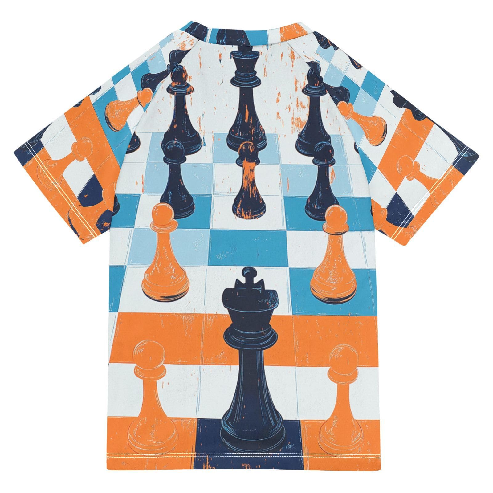 Jucciaco Boys Swimsuit Chess Queen Grid King Sunscreen Kids Sun Rashguard Short Sleeve T-Shirts Swimwear Sets UPF 50+ Multicoloured